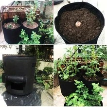 1PC 5/10 Gallon Sweet Potato Planting Bag, Felt Potato Planting Bucket, Circular Nutrient Bowl Planting Bag For Vegetable Potato Seedling Growth, Vegetable Gardening Bag, Fabric Bag - black - View 2