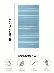 1件装经典系列耐用不缩水土耳其流苏沙滩巾，防沙速干轻便，多种尺寸可选，适用于沙滩、草坪、水疗中心、旅行、条纹运动毛巾、浴室毛巾、春夏郊游 - 多色 - 查看 4