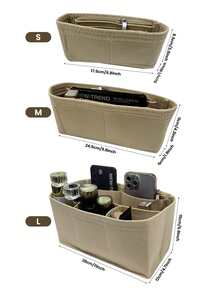 1PC Beige Purse Organizer Insert With Support Lining Anti Deformation Medium Bag For Handbag Backpack Tote Inner Storage Pouch For Lipstick Brush Skin Care Phone Coins Small Items Travel Gift Boho Style 3 Sizes Optional - Beige - View 6