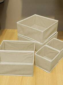 Juego de cajas de almacenamiento de múltiples piezas - Caja de almacenamiento de ropa interior plegable, Juego de cajas de almacenamiento de ropa, Cajas de almacenamiento de cartón con cremallera en la parte inferior, Cajas de almacenamiento de unicolor minimalistas para el control remoto de la sala de estar, lencería y ropa interior del dormitorio, artículos varios del baño, decoración del hogar, decoración del dormitorio, cajas de almacenamiento de estilo minimalista de varios tamaños para diferentes artículos - Gris Oscuro - Ver 6