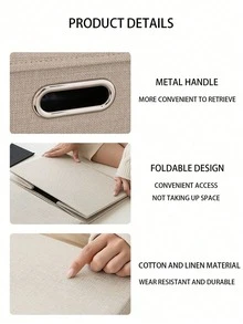 Gray/Beige Multipurpose Storage Box, Foldable Fabric Storage Box With Lid, Organizer For Clothes And Toys At Home - Multicolor - View 5