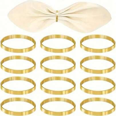 Juego de 100 piezas/50 piezas/12 piezas de anillos para servilletas con hoja de oro, portaservilletas de tela para restaurante