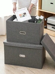 Gray/Beige Multipurpose Storage Box, Foldable Fabric Storage Box With Lid, Organizer For Clothes And Toys At Home - Multicolor - View 3