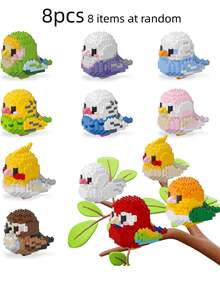 Creative DIY Cartoon Bird Parrot Sparrow Animal 3D Puzzle Assembly Model, Educational Building Blocks, Home Decoration, Perfect For Birthday & Christmas Gift - Multicolor - View 13