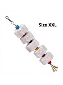 1pc Multi-Color Parrot Beak Grinding Calcium Stone With Bell Cage Toy, Floral Hanging Style Chew Toy, Suitable For Cockatiel, Lovebird, Parakeet, Hamster, Rabbit - Multicolor - View 9