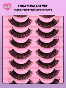 10 Pairs Fluffy Wispy Russian Strip Lashes - DD Curl Faux Mink Lashes Pack For Long-Lasting, Natural-Looking Eyelashes - Multicolor - View 6