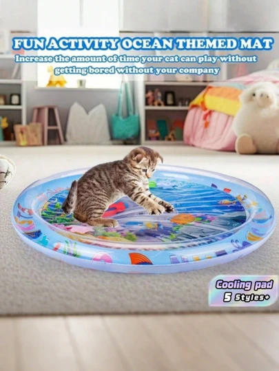 1 件加厚宠物水传感器游戏垫，猫咪感官水垫，猫咪降温垫，猫咪水传感器垫，狗咪凉爽舒适充气趴着玩水垫