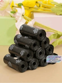 SHEIN 20 cuộn, mỗi cuộn 300 túi đựng phân chó siêu dày, chống rò rỉ, không mùi, màu đen, chất liệu 100% chống mùi hôi, thích hợp cho việc dắt chó đi dạo ngoài trời, du lịch và dọn dẹp. - màu đen - Xem 1