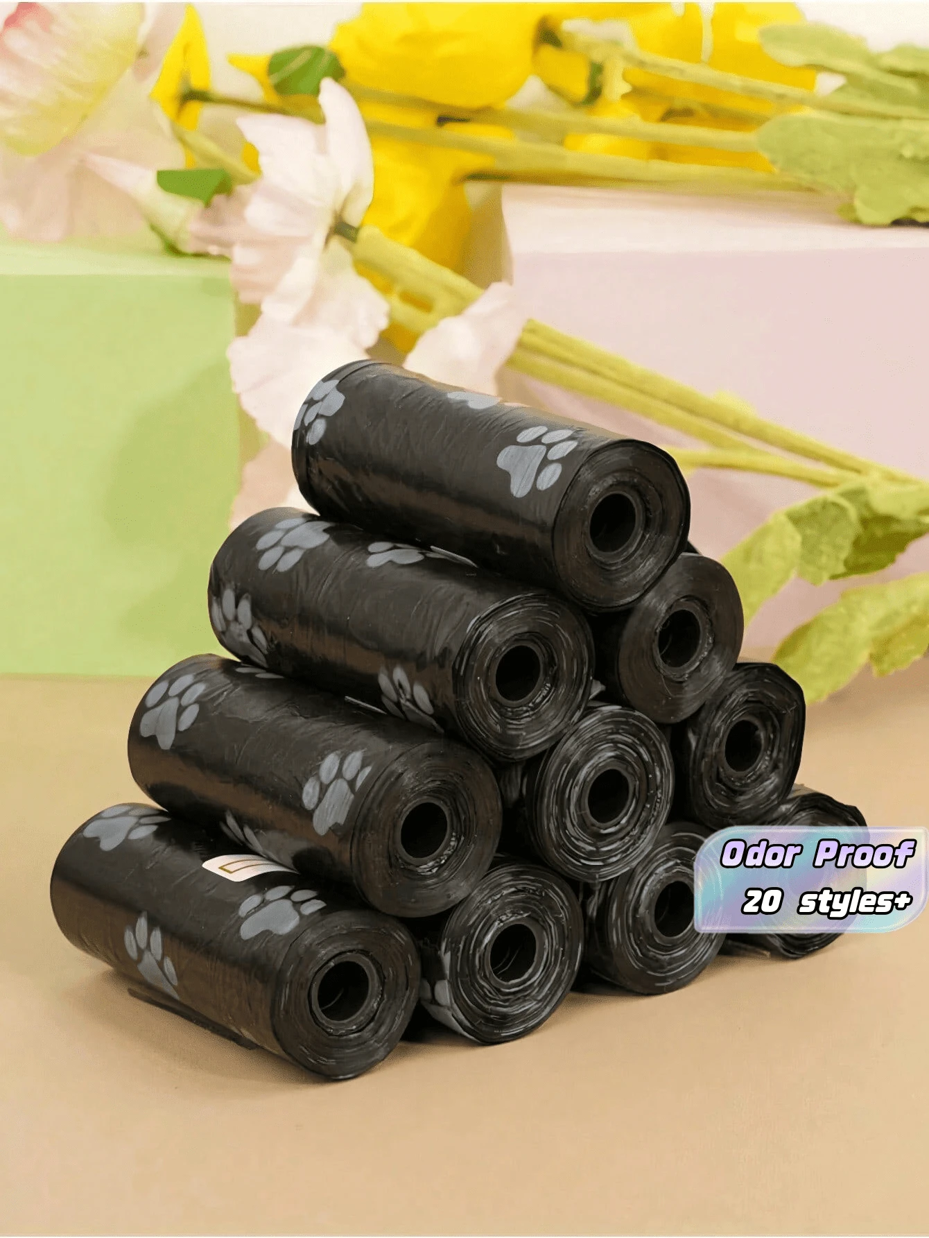 SHEIN 20 cuộn, mỗi cuộn 300 túi đựng phân chó siêu dày, chống rò rỉ, không mùi, màu đen, chất liệu 100% chống mùi hôi, thích hợp cho việc dắt chó đi dạo ngoài trời, du lịch và dọn dẹp. - màu đen - Xem 1