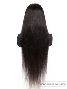 Tóc giả thẳng, kiểu ren phía trước, kích thước 13x6, làm từ tóc thật Remy Brazil, mật độ 180%, dành cho nữ, không cần keo dán. - Natural Black - Xem 4