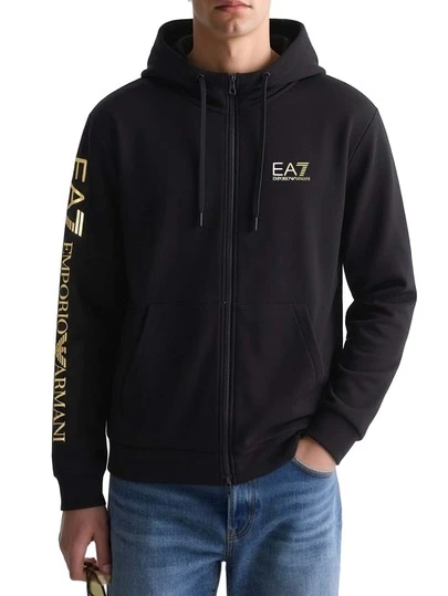 EA7 Men's Full Zip Hoodie Black