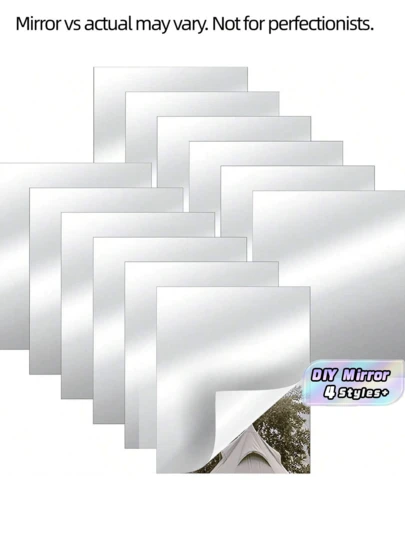 6 pièces 10 pièces Carreaux de miroir acrylique autoadhésifs sans cadre, miroirs flexibles sans verre, autocollants rectangulaires petites plaques pour décoration murale de la maison, centre de table, artisanat DIY