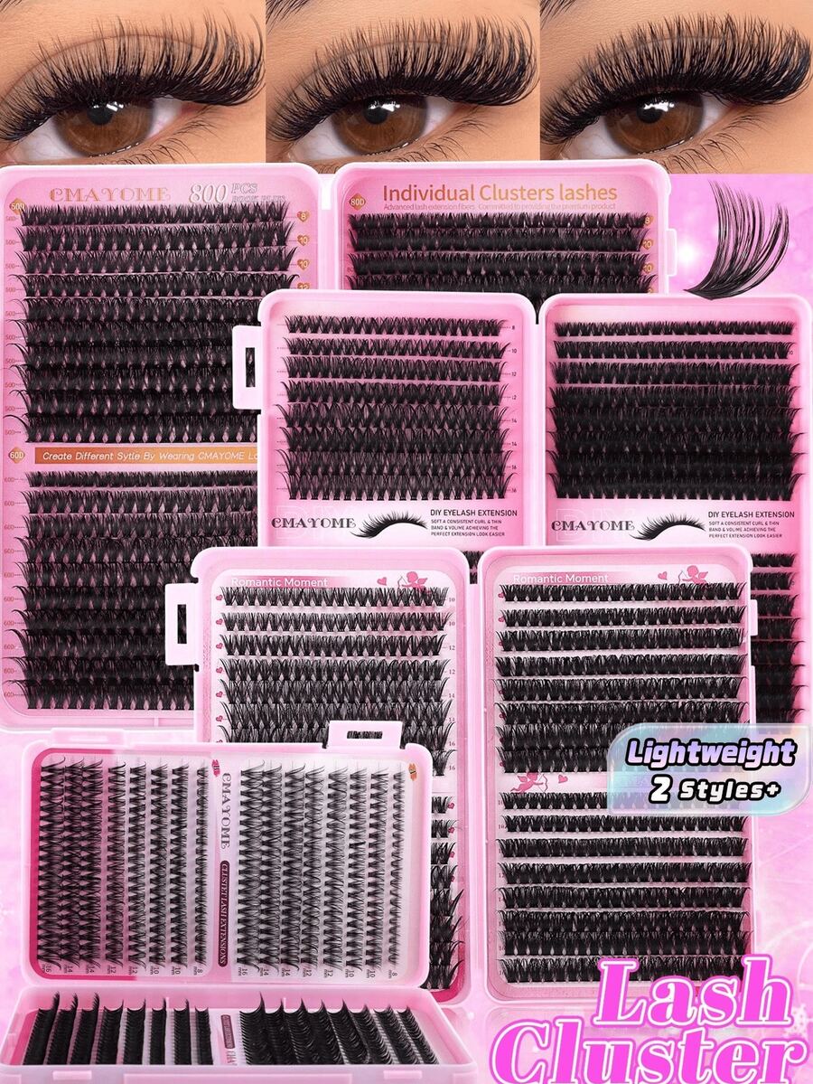 1 Bộ 50D 60D 80D 100D Mi giả kết hợp nhiều độ dày, 10-16mm, độ cong D, mi rời, bộ dụng cụ nối mi mini di động, mềm mại, dày dặn, có thể tái sử dụng. - D - Xem 1