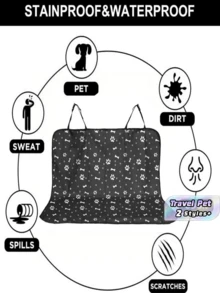 1pc Waterproof Pet Car Seat Cover Back Seat Protector Mat 130x110cm Black For Dog Cat Travel Auto Rear Seat Cushion Pet Carrier Accessories - Black - View 1