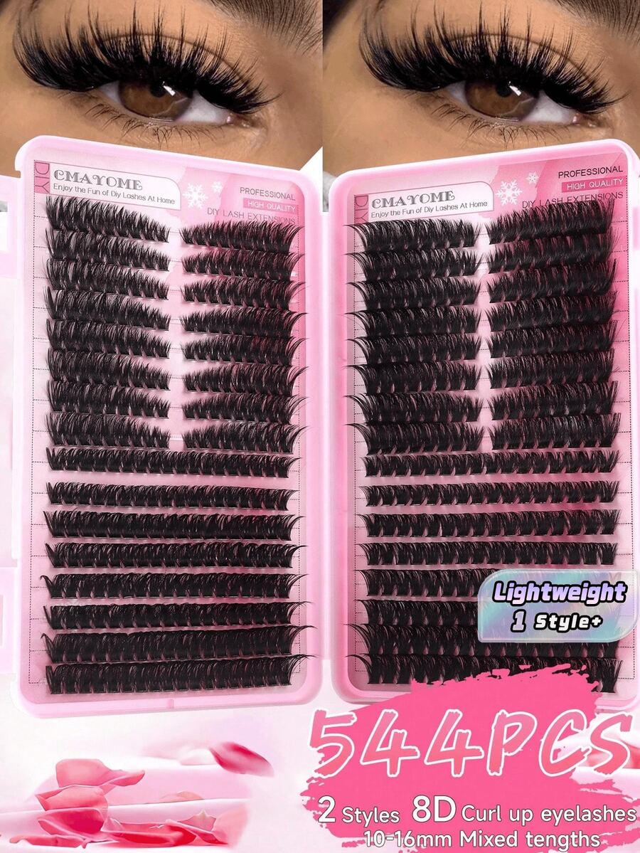 544 sợi mi giả D Curl dạng chùm, độ dày cao, 80D 100D, hỗn hợp, tự làm mi giả, mềm mại, nhẹ nhàng, tự nhiên, phù hợp cho người mới bắt đầu và chuyên nghiệp, sử dụng tại nhà, hàng ngày, khi đi du lịch, dự tiệc, đám cưới, lễ hội âm nhạc. - D - Xem 1