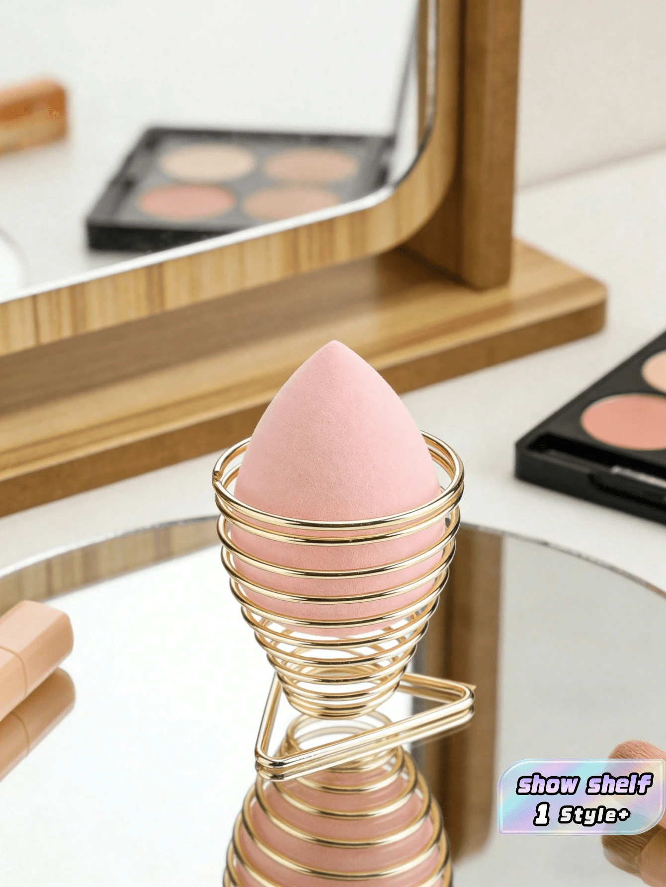 Triangle Spring Makeup Sponge Holder, Beautiful Stand For Bathroom Countertops, Mold-Proof And Stain-Resistant, Essential Beauty Organizer, Also Suitable For Storing Eggs (Gold) - Multicolor - View 1
