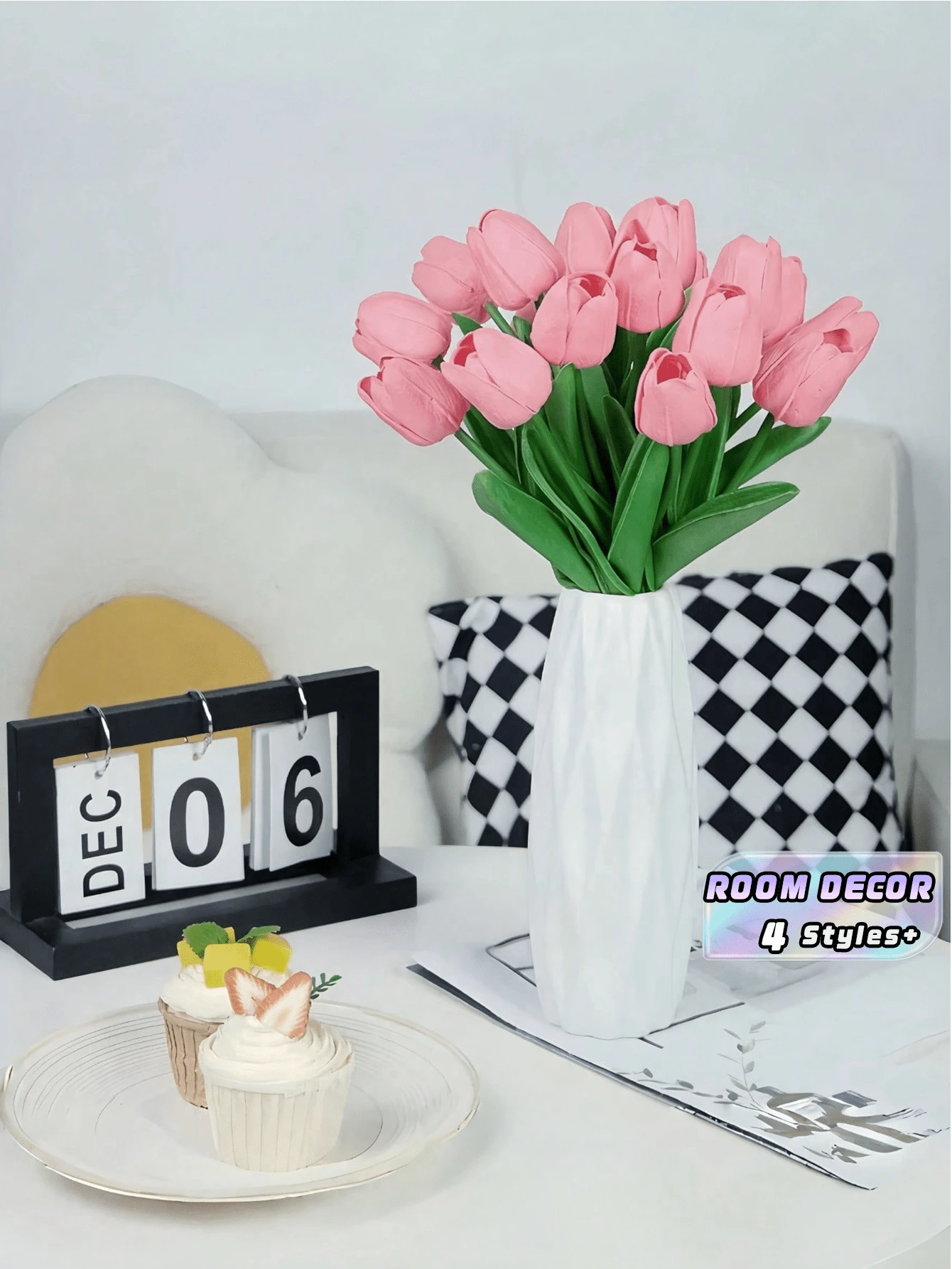 1 pieza 5 piezas 10 piezas 20 piezas Ramo de tulipanes de seda artificial realista para decoración de boda, hogar, fiesta, centro de mesa, Día de San Valentín, Año Nuevo, ramo de novia, decoración de mesa y florero - Multicolor - Ver 1