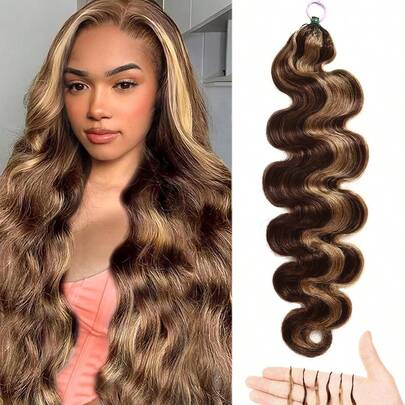  Tóc giả Boho Braids Feather Crochet Human Hair Highlight 4/27 Body Wave Human Hair Extensions Pre Separated Knotless Handmade Crochet Hair For Braiding Pre Looped 16-22Inch