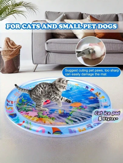 加厚宠物水感应游戏垫，2024新款猫咪感官戏水垫，猫咪降温垫，猫狗通用水感应垫，凉爽舒适充气趴卧游戏水垫