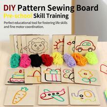 POKOJA LAND Kids DIY Wooden Lacing Board Toy, Colorful Yarn Threading Activity Kit, Early Educational Fine Motor Skill Puzzle, Double-Sided Pattern Blocks With Threading Pens For Toddlers - Multicolor - View 3