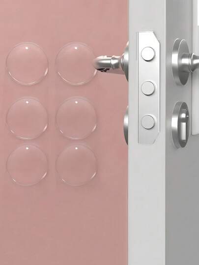 6PCS Self Adhesive Reusable Soundproof Door Handle Wall Protector Non Slip Durable Scratch Proof For Home Office School Travel Storage Organizer Back To School Supplies Household Essentials Black White ,Furniture Door Sessential