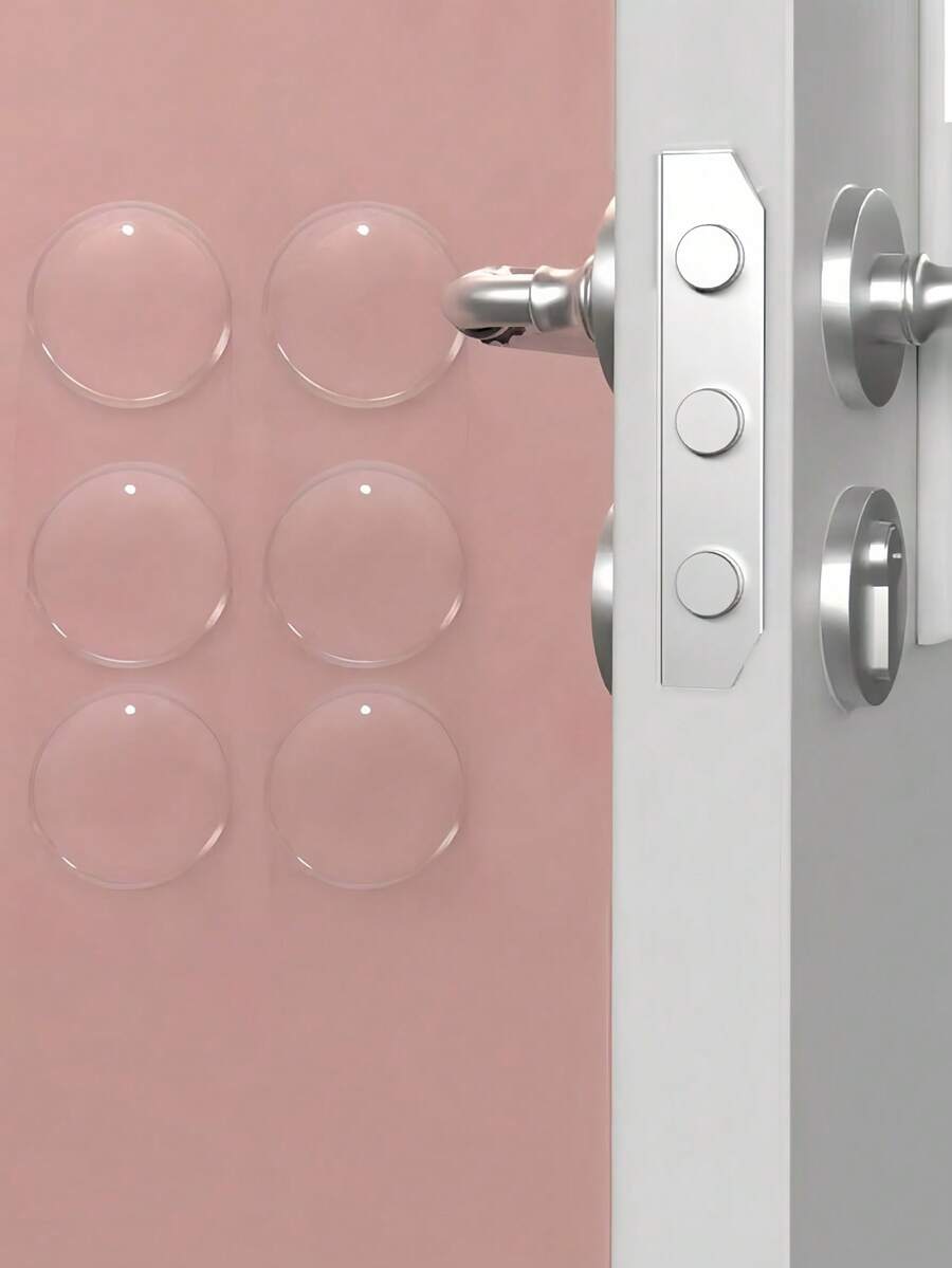6 PIEZAS Protector de pared autoadhesivo y reutilizable para manijas de puertas a prueba de sonido, antideslizante y resistente a los arañazos para el hogar, la oficina, la escuela, los viajes, el almacenamiento y los suministros escolares, esenciales del hogar, negro y blanco, accesorios para muebles y puertas - transparente - Ver 1