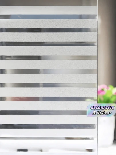 1 pieza Película para ventana Bloss con rayas, vinilo para decoración de ventanas sin adhesivo, película para tintado de vidrio para el hogar, la cocina y la oficina