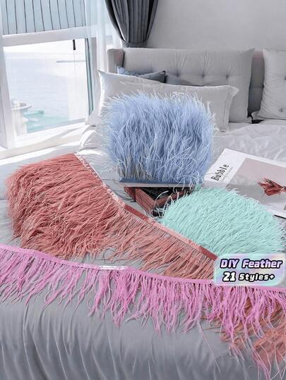 1.09 Yards (39.37") Inch Multicolor Artificial Feather Trim Ribbon DIY Craft Material For Carnival Wedding Party Decor Costume Accessories Home Stage Decoration