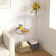 3-Tier Transparent Acrylic Round Side Table, Modern Layered Nightstand Or Plant Stand, Suitable For Living Room, Bedroom Or Entryway - Transparent - View 3