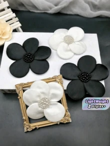 1 件白色/黑色 3D 串珠蕾丝、贴花花片、图案面纱紧身胸衣 DIY 花饰品布贴配饰、DIY 服装配饰、婚礼装饰 - 彩色 - 查看 1