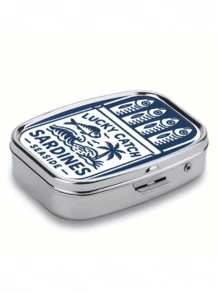 1个双隔层方形金属药盒，便携式防潮药品收纳盒，可存放维生素片、首饰等，可爱旅行药盒，送给家人朋友的礼物 - 彩色 - 查看 5