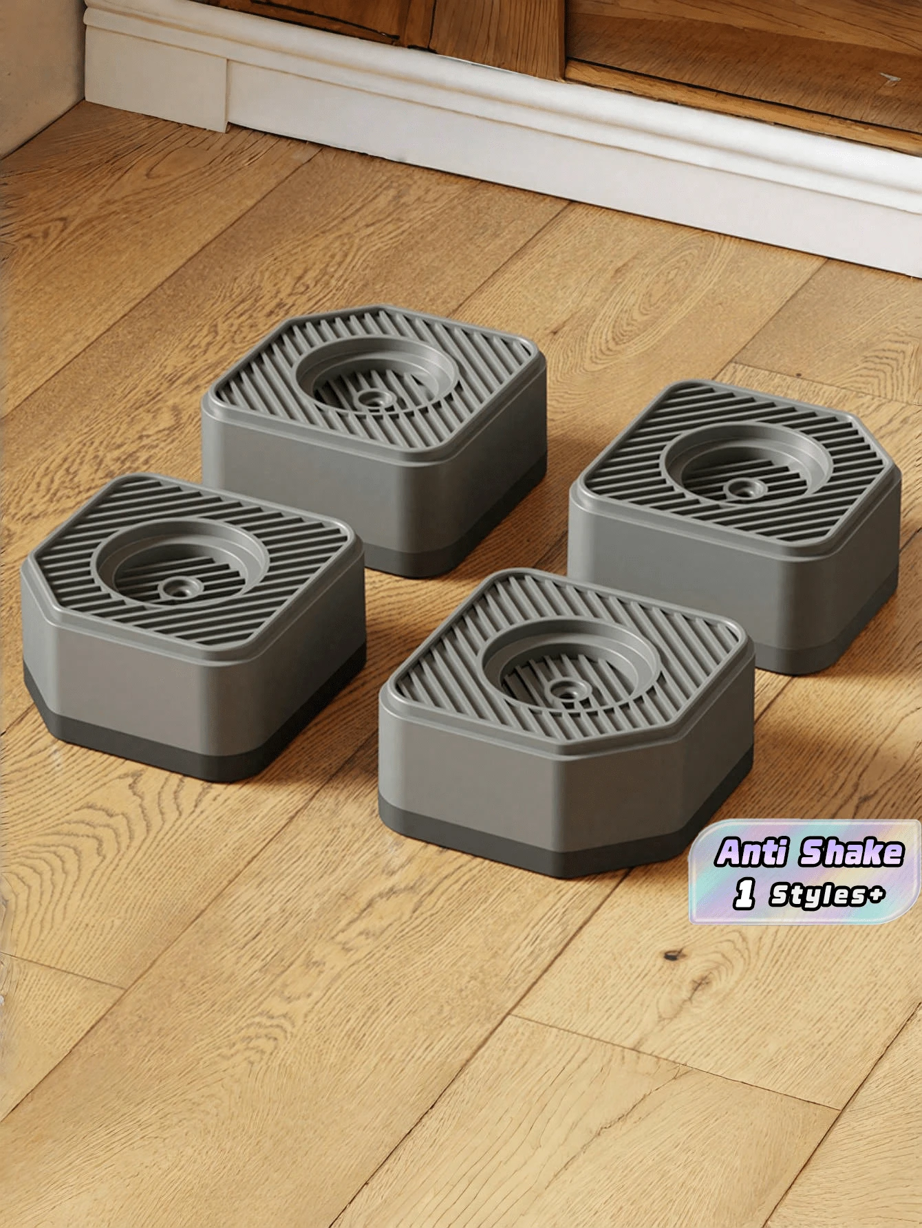 (4 Pcs) Washing Machine Shockproof Pads - High Wear-Resistant Square Rubber Feet For Washing Machine And Dryer Base, Noise Reduction And Shock Absorption Support Protection Base, Suitable For Sofas, Chairs, Refrigerators, Washing Machines, Dryers And Other Large Furniture Appliances - Grey - View 1