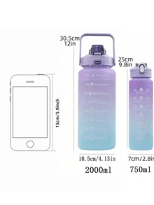1 Pc 2L / 750ml Large Capacity Pink Gradient PC Water Bottle, Portable Sports Fitness Straw Cup, Suitable For Home, Travel And Outdoor Use - Pink - View 8