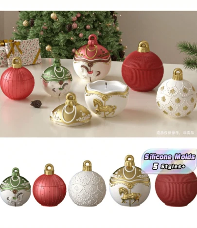 Caballo de Troya, Encaje, Rayas, Lunares, Campanas Redondas, Cajas de Almacenamiento, Tazas para Velas, Moldes de Silicona de Yeso