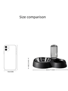 Bát đựng thức ăn và nước uống 2 trong 1 bằng thép không gỉ màu đen IPc, phù hợp cho mèo nhỏ/trung bình, chó, thỏ và các vật nuôi khác. - 500ml - Xem 3