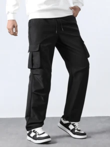 Gym Rark Men Multi-Pocket Solid Color Cargo Pants, Gym - Black - View 6