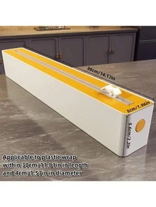 1个二合一厨房保鲜膜分配器，带切割器，塑料食品包装卷架 - 多功能塑料切割器，适用于保鲜膜、烘焙纸和锡箔纸 - 食品保鲜和储存必备厨房收纳用品 - 彩色 - 查看 6