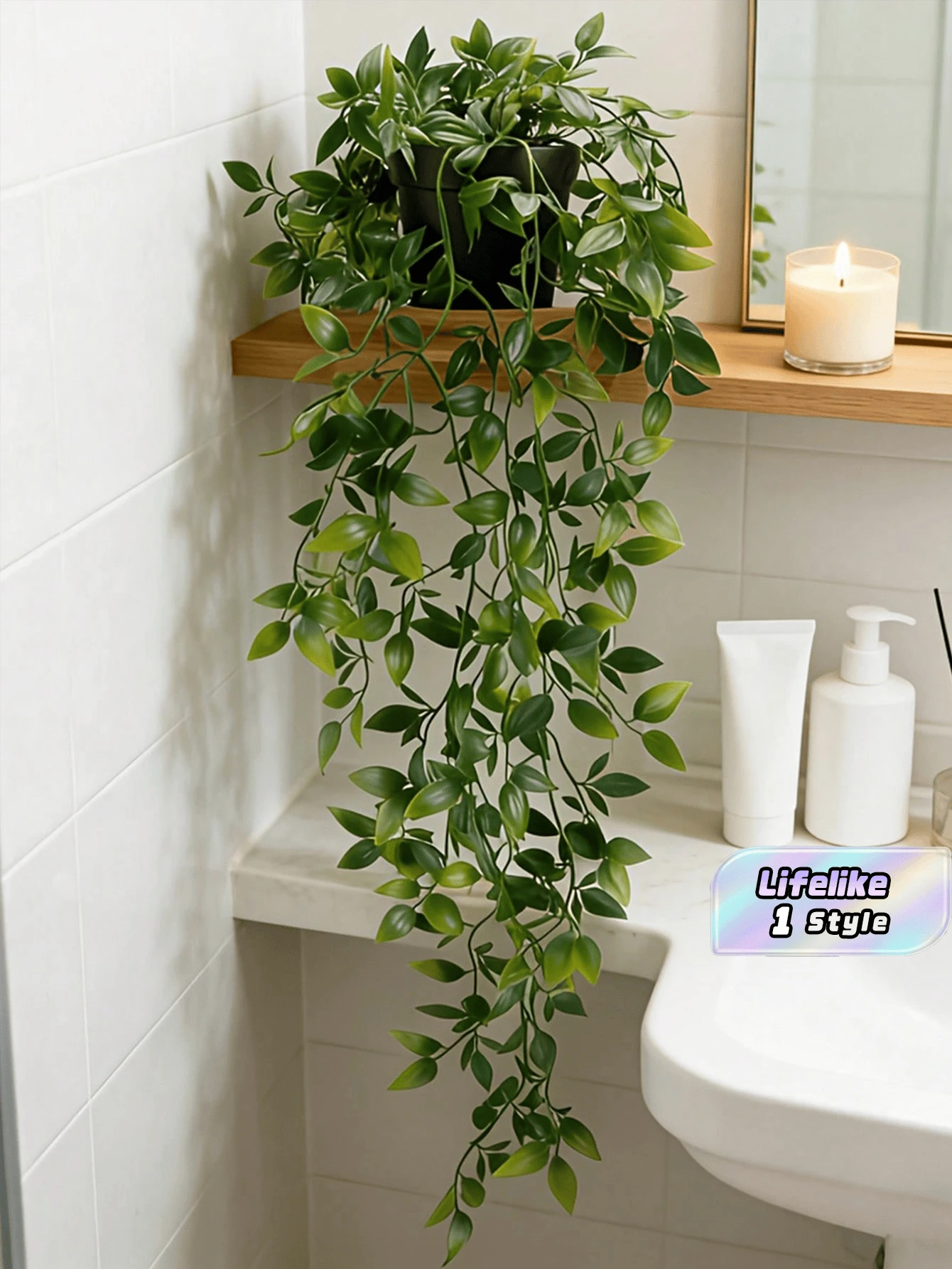 1 pieza Planta colgante artificial | Planta colgante falsa, planta artificial en maceta en miniatura adecuada para pared de flores DIY, flores falsas resistentes a los rayos UV para jardín colgante, balcón, alféizar de ventana, decoración exterior, ideal para hogar, sala de estar, oficina, baño, decoración de estantería, decoración de boda y cumpleaños, perfecta para decoración de primavera y verano al aire libre y del patio - Verde - Ver 1