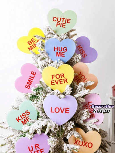 Bộ 6/12 món đồ trang trí cây thông Noel: Đồ trang trí cây thông hình trái tim lớn, thẻ trang trí hình trái tim dễ thương, thích hợp để trang trí đỉnh cây thông Noel, nhà cửa và đám cưới.