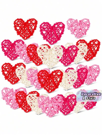 6 món đồ trang trí treo hình trái tim bằng mây, thích hợp cho Ngày Valentine, Lễ đính hôn, Đám cưới, Trang trí nhà cửa, Trang trí bình/bát DIY, Trang trí bàn, Trang trí tiệc, Đồ thủ công DIY, Vật trang trí trung tâm bàn tiệc cưới.