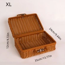 编织手提化妆品收纳盒、婚礼礼品篮、纪念品盒、柳条储物篮 - 棕色 - 查看 9