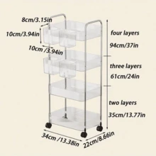 1pc Simple Movable Trolley Storage Rack, Floor-Standing Simple Bookshelf, Cosmetics And Snack Storage Rack With Wheels, Suitable For Home And Office - Multicolor - View 2