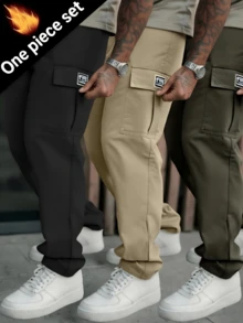Gym Rark Men Multi-Pocket Solid Color Cargo Pants, Gym - Black - View 3