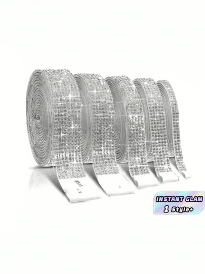 1 cuộn 5 miếng dán pha lê tự dính 2mm màu bạc dùng để trang trí xe hơi, điện thoại, nhà cửa, quà tặng sinh nhật, tốt nghiệp, lễ hội.