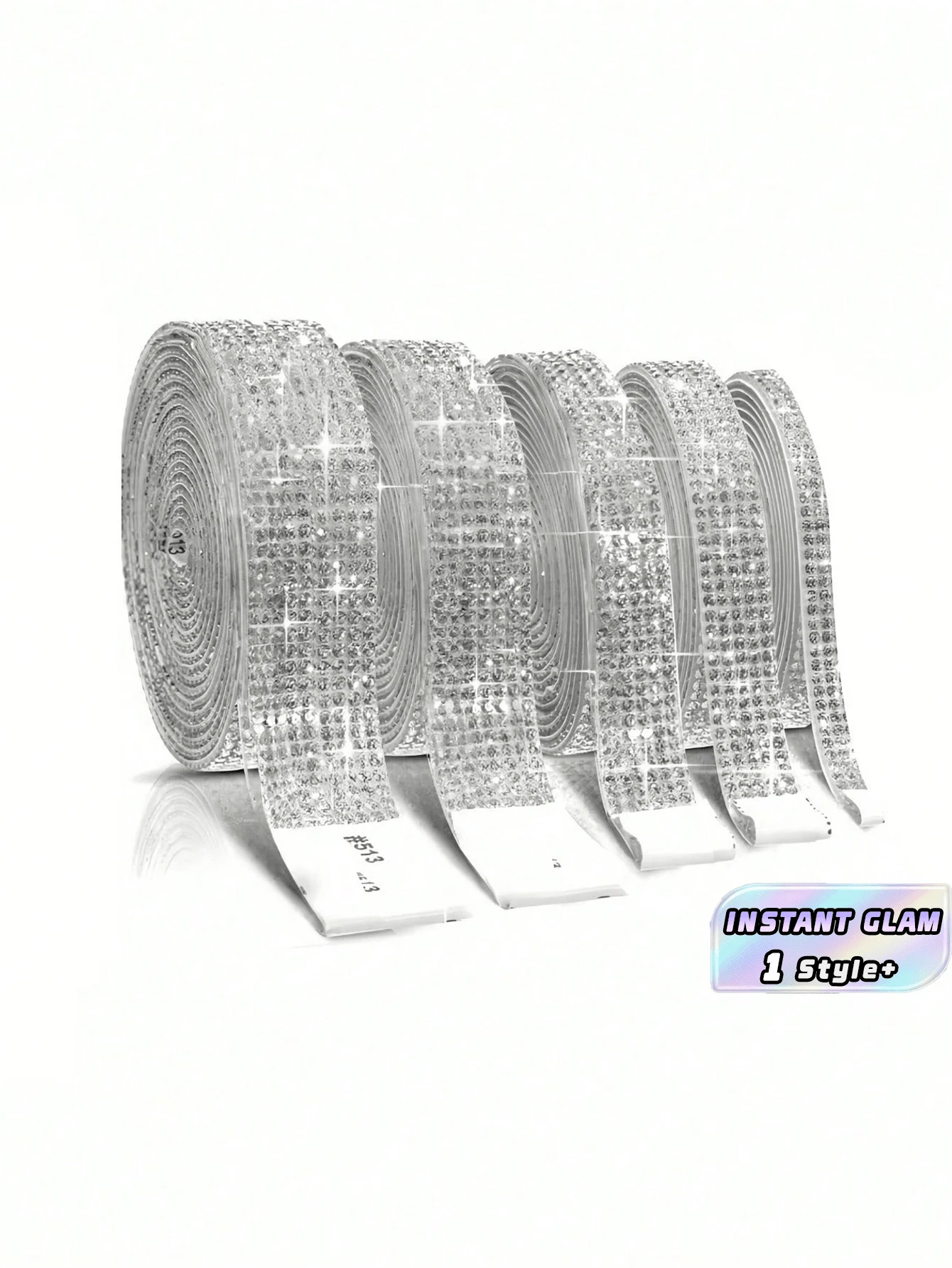 1 5ROLLS 2MM SELF ADHESIVE CRYSTAL RHINESTONE STRIP SILVER FOR DIY CAR PHONE HOME DECOR BIRTHDAY GRADUATION FESTIVAL GIFT - silver - View 1