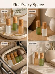 Madebyblanc 1/3 Reusable Perfume Essential Oil Bottle, Portable Travel Perfume Bottle, Morandi Split Bottle, Suitable For DIY Perfume And Aromatherapy, Holiday Birthday Gift (The Lid Is Made Of Wood, The Actual Lines And Colors Are Slightly Different) - Multicolor - View 6