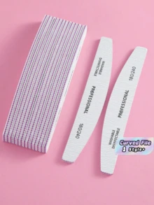 5件套专业新月形指甲锉，180/240目，适用于美甲沙龙、美甲艺术、美甲延长、抛光块、砂纸板、美甲用品工具 - 淺灰色 - 查看 1