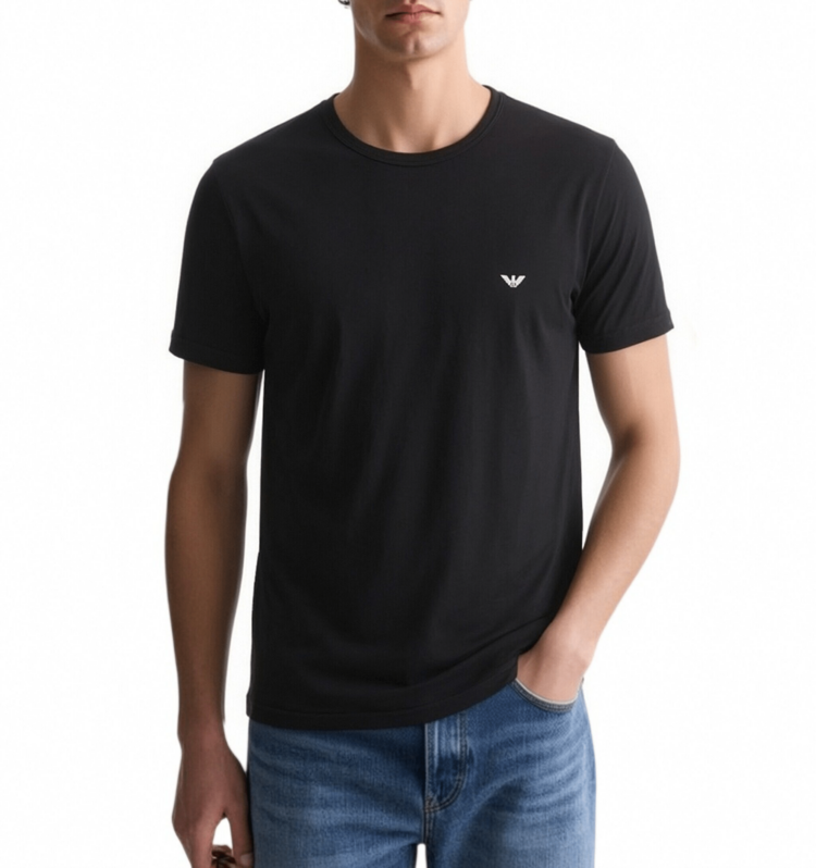 Armani 2 Pack Men's T-Shirts Black - Black/Black Grey Logo - 查看 2