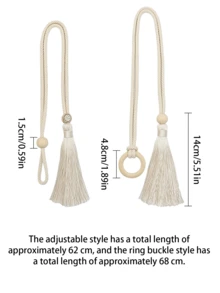 Haus Hana Wooden Ring Bead Tie Rope, Wooden Gauze Curtain Flow Su Tie Rope, Decorative Curtain Buckle, Adjustable Water-Based Curtain Tie Rope, Tied Curtain Strap, Fixed Circular Buckle Cotton Rope, Adjustable And Movable Wooden Bead Exquisite And Practical - multicolor - View 4