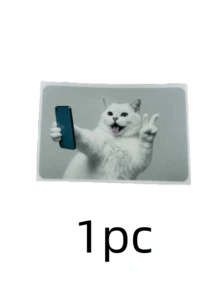 Zazumi 1PC Cute Cat Pattern Credit Card Skin Sticker, Kawaii White Cat Selfie Debit Card Cover Decal, Waterproof Anti-Scratch Card Sticker For Bank Card, Transportation Card & Key Card, Creative Funny Cat Themed Card Skin For Card Decoration, Ideal Personalized Accessory For Cat Lovers & Students, Premium PVC Material With Matte Finish, Perfect For Card Decoration, Scratch Protection & Personalized Customization, Great For Credit Card Sticker, Cat Themed Card Skin & Kawaii Accessory - multicolor - View 7